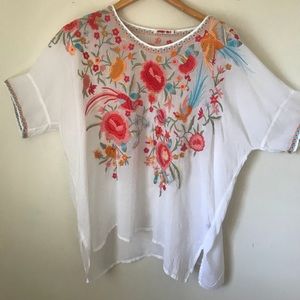 Johnny Was embroidered silky tunic